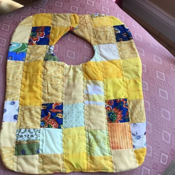 3/$25 or $12 each.  Yellow Hand Crafted Quilted Reversible Baby Bib - Picture 2 of 4